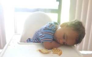 asleep in highchair